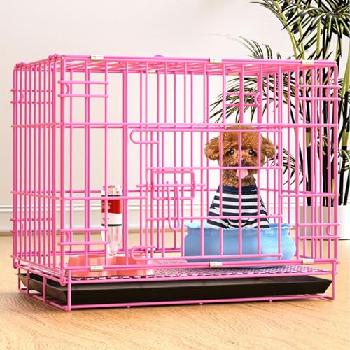 Hundekäfig Metall Klappbar für Zuhause Transportabler Haustierkäfig Hundebox mit Tablett Transportbox für Klein/Mittel Hunde(Rosa,50 * 35 * 40) von GDSHGS