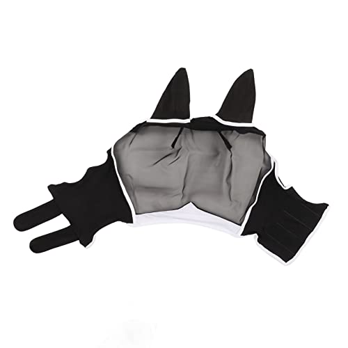 GDZTBS Mesh-Pferde-Fliegenmaske, Elastischer UV-Schutz, Abnehmbare, Atmungsaktive Pferde-Fliegenmaske mit Ohren für Pferde (Schwarz) von GDZTBS
