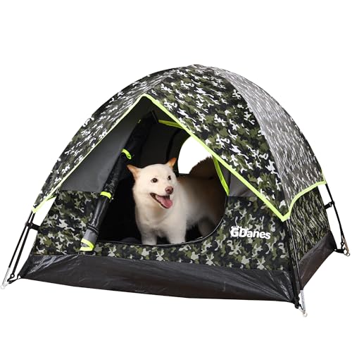 Camouflage Hundezelt, tragbares Hundehaus für drinnen und draußen, Hundebett mit weicher Matte – 99 x 99 x 78 cm von GDanes