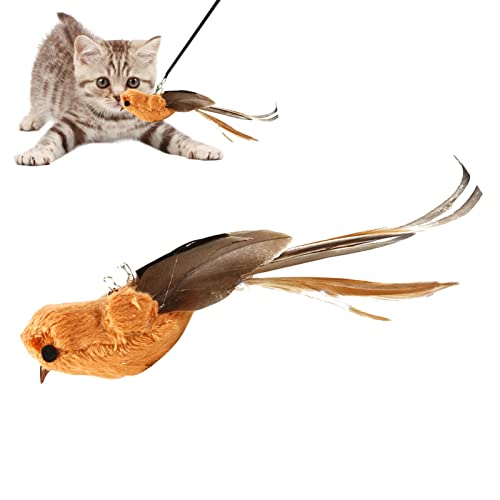 Kitty Bird Teaser – Nachfüllungen Federvogel Katzen Teaser Stick Toy – Interaktiver Katzen Teaser, handgemachtes Katzenspielzeug, Vogelkätzchen Kickerspielzeug – Kätzchen Kaustäbchen Ersatz für Katzen von GEBBEM