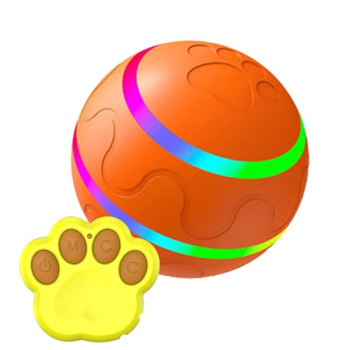 Beweglicher Ball für Hunde, interaktives Hundeballspielzeug, wiederaufladbare Silikon-Hundebälle mit LED-Licht, ferngesteuerter Bewegungssensor, interaktives wasserdichtes Haustierballspielzeug für Ti von GEDOX