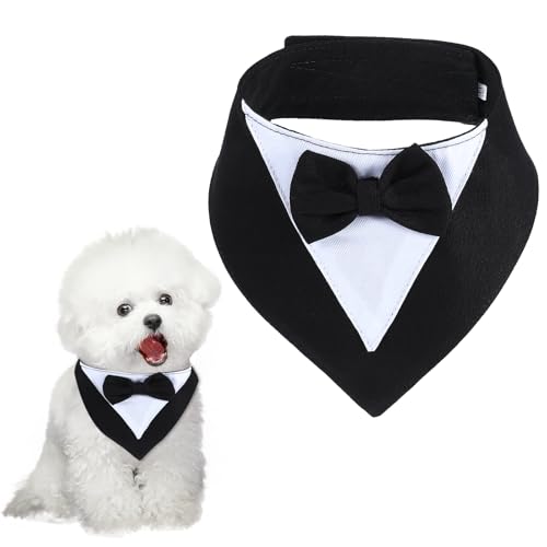 GEEHUA Hundehalstuch, Halstuch Hund Fliege für Hunde Hochzeit Hundehalsband mit Tuch verstellbares Hunde Hochzeits Bandana Halsband mit Fliege für kleine und mittelgroße Hunde Haustiere von GEEHUA