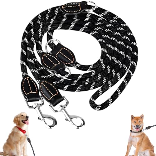 GEGNNS 3mx13mm Verstellbar Hundeleine für Große und Mittelgroße Hunde, Umhängeleine Hundeleine, Hunde Verstellbare Doppelleine aus Nylon, Starke Hunde Trainingsleine Schleppleine mit 2 Karabinerhaken von GEGNNS