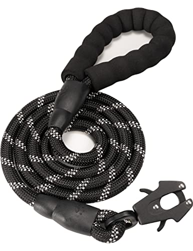 GEIT Hundeleine, robuste Seilleinen, reflektierend, Nylon, mit Aluminium-Schnellverschluss/Verriegelung, taktischer Frosch-Clip für kleine, mittelgroße und große Hunde, Schwarz, 1,27 cm von GEIT