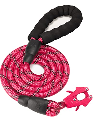 GEIT Hundeleine, robuste Seilleinen, reflektierend, Nylon, mit Aluminium-Schnellverschluss/Verriegelung, taktischer Frosch-Clip für kleine, mittelgroße und große Hunde, Rot, 1,27 cm von GEIT