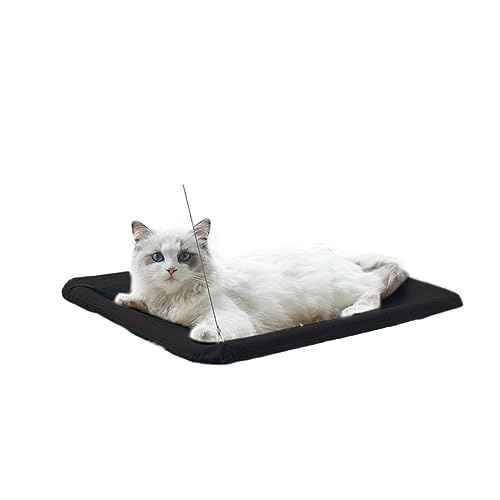 Katzenhängematte, 360° Sonniger Sitz, Platzsparende Katzenbetten for Katzen Im Innenbereich, Hängegestell, Schlafschaukel-Zubehör (Black) von GEJUAN