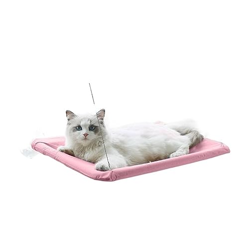 Katzenhängematte for Aufhängen, Katzenbett Mit 20 Kg, Bequeme Katze, Sonniger Fenstersitz, Halterung for Kätzchen, Klettergerüst, Haustierzubehör (Pink) von GEJUAN