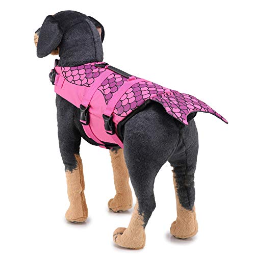 GEMSeven Shark Mermaid Pet Dog Reflective Schwimmweste Mit Griff Hund Schwimmtraining Preserver von GEMSeven