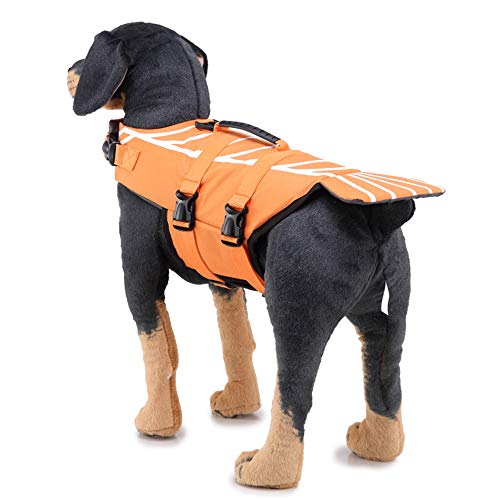 GEMSeven Shark Mermaid Pet Dog Reflective Schwimmweste Mit Griff Hund Schwimmtraining Preserver von GEMSeven