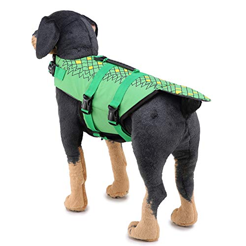 GEMSeven Shark Mermaid Pet Dog Reflective Schwimmweste Mit Griff Hund Schwimmtraining Preserver von GEMSeven