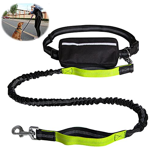 VariousHK Hunde Joggingleine Hundeleine Elastische Bungee Reflektierende Laufleine,Doppelgriff Joggingleine mit Bauchgurt für mittelgroße und große Hunde für Rennen,Laufen Wandern(Fluorescent Green) von GENERY