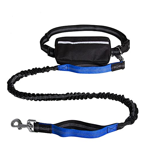 VariousHK Hunde Joggingleine Hundeleine Elastische Bungee Reflektierende Laufleine,Doppelgriff Joggingleine mit Bauchgurt für mittelgroße und große Hunde für Rennen,Laufen und Wandern (Blue) von GENERY