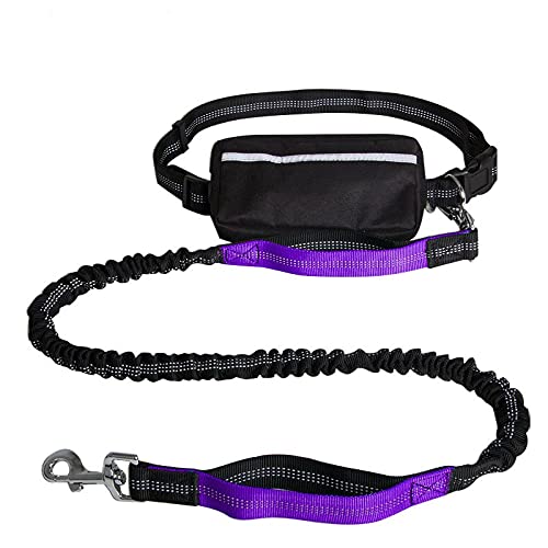 VariousHK Hunde Joggingleine Hundeleine Elastische Bungee Reflektierende Laufleine,Doppelgriff Joggingleine mit Bauchgurt für mittelgroße und große Hunde für Rennen,Laufen und Wandern (Purple) von GENERY