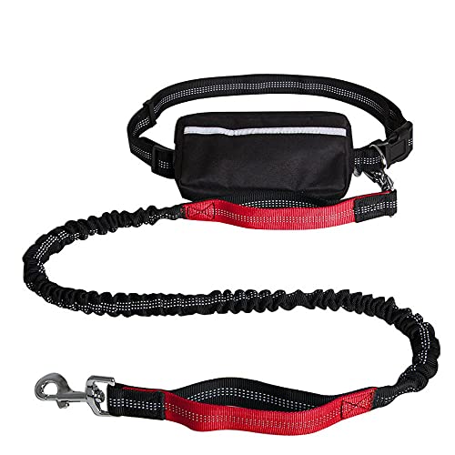 VariousHK Hunde Joggingleine Hundeleine Elastische Bungee Reflektierende Laufleine,Doppelgriff Joggingleine mit Bauchgurt für mittelgroße und große Hunde für Rennen,Laufen und Wandern (red) von GENERY