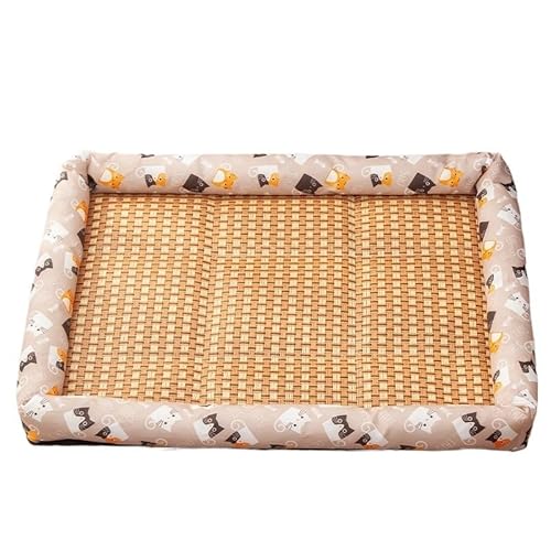 GENODA Sommer-Haustiermatte Hundekühlsofa Atmungsaktiv Unterlage feuchtigkeitsresistente Rattan Katzenmatte (graue Katze, XXL) von GENODA