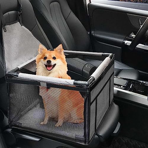 GENORTH Hunde-Autositz für Welpen, Haustiersitze für Autos, Fahrzeuge, kleine Hunde, Upgrade waschbar, tragbar, Haustiererhöhung, Autositz, Reisetasche, Käfig mit Clip-On Sicherheitsleine, perfekt für von GENORTH