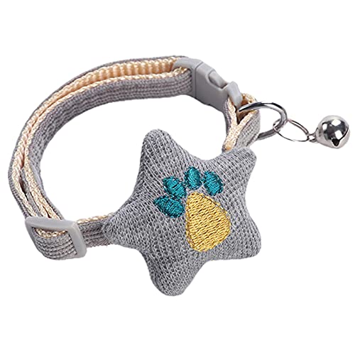 GEQIAN Hundehalsband mit Sicherheitsschnalle Hund Katze Halsband mit Glocke Gestrickt Stern Dekor Einstellbar Schnellverschluss - Haustier Halsgurt Einstellbare Länge für Kleine Mittlere Hunde von GEQIAN