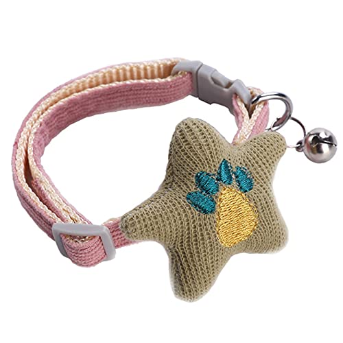 GEQIAN Hundehalsband mit Sicherheitsschnalle Hund Katze Halsband mit Glocke Gestrickt Stern Dekor Einstellbar Schnellverschluss - Haustier Halsgurt Einstellbare Länge für Kleine Mittlere Hunde von GEQIAN