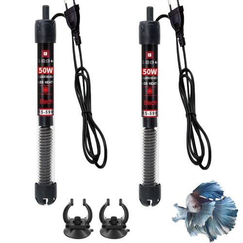 GERUI 2 stück Aquarium Heizung 50W (30L-60L), leistungsstarker Aquarienheizer mit Temperatureinstellknopf für Fischtanks und Aquarium von GERUI