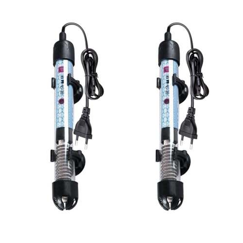 GERUI 2pcs Aquarium Heizung 50W (30L-60L),Einstellbare Aquarium Heizer Mit Saugnäpfen，Thermostat für Fischtanks von GERUI