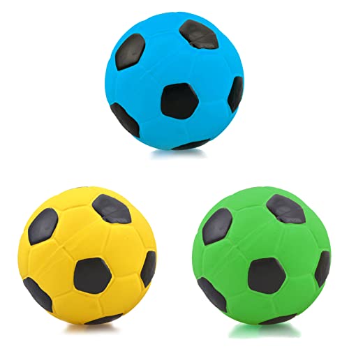 GERUI 3 Stück 7 cm Hundespielzeug Ball，hundespielzeug Fußball mit Quietschelement，für Medium Hunde Sortierte Farb von GERUI