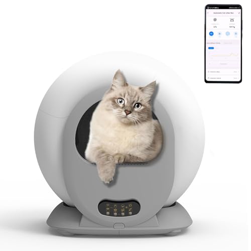 Automatische Katzentoilette 65L+9L Katzenklo Elektrisch Selbstreinigend Smart Cat Litter Box mit APP Selbstreinigendes Katzenklo Geschlossen für Große Katzen (Type B) von GESEILAY