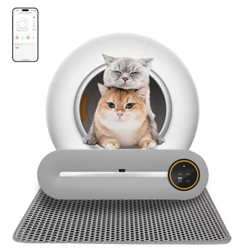 Automatische Katzentoilette 65L Groß Katzenklo Selbstreinigend mit Katzenstreu Matte Self Cleaning Cat Litter Box Katzenklo Elektrisch Selbstreinigend (Type A) von GESEILAY