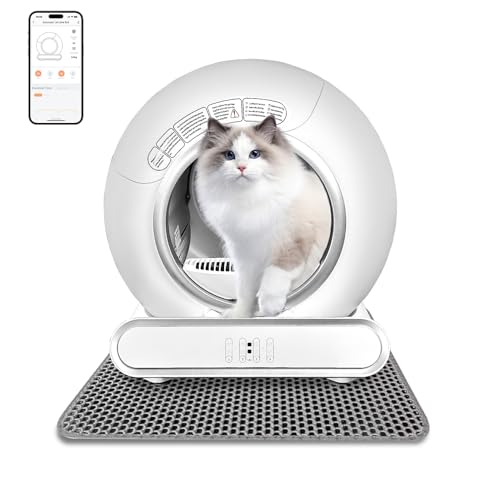 Automatische Katzentoilette 65L Groß Katzenklo Selbstreinigend mit Katzenstreu Matte Self Cleaning Cat Litter Box Katzenklo Elektrisch Selbstreinigend (Type C) von GESEILAY