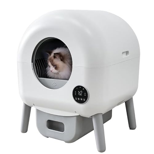 Selbstreinigende Katzentoilette 90L Automatische Katzenklo Geschlossen XXL Elektrisches Katzenklo Anti Pinch Self Cleaning Cat Litter Box Katzen Klo Automatisch für Mehrere Katzen (YT) von GESEILAY