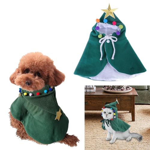 GET Stoop Weihnachts-Hundepullover, Katzenumhang-Kostüm, weiches, warmes Outfit, Hundeumhang for kaltes Wetter, gestrickte Kleidung for kleine, mittelgroße und große Hunde, Winterkostüm, Grü von GETBSTOOP