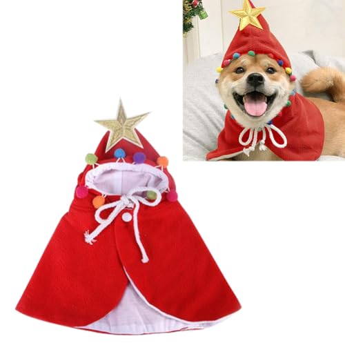 GET Stoop Weihnachts-Hundepullover, Katzenumhang-Kostüm, weiches warmes Outfit, Hundeumhang for kaltes Wetter, gestrickte Kleidung for kleine, mittelgroße und große Hunde, Winterkostüm, Rot, von GETBSTOOP