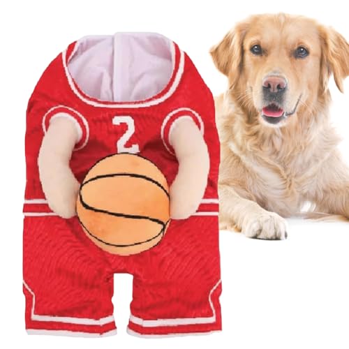 GETBSTOOP Hunde-Basketball-Spieler-Kostüm, Hunde-Basketball-Kostüm mit Ball, Basketball-Spieler-Kostüm für Hunde, Halloween-Kostüme für Hunde, lustiges Dress-Up-Sport-Outfit, Cosplay von GETBSTOOP