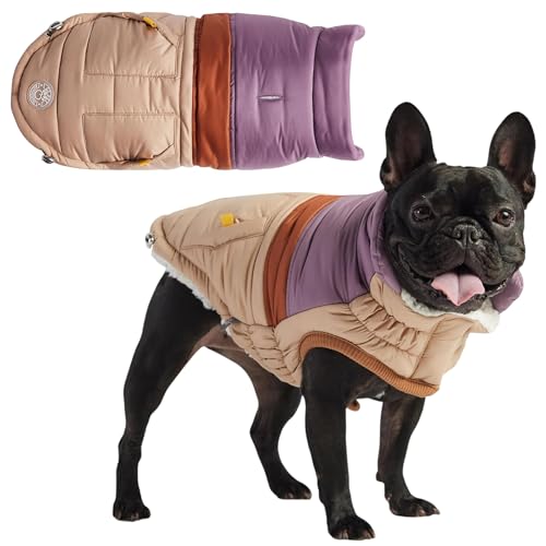 GF Pet Hunde-Pufferjacke, Elasto-Passform, Warmer Mantel für Hunde, wasserabweisend, gepolstert, Winter-Bomberjacke – Sand – Größe S von GF Pet