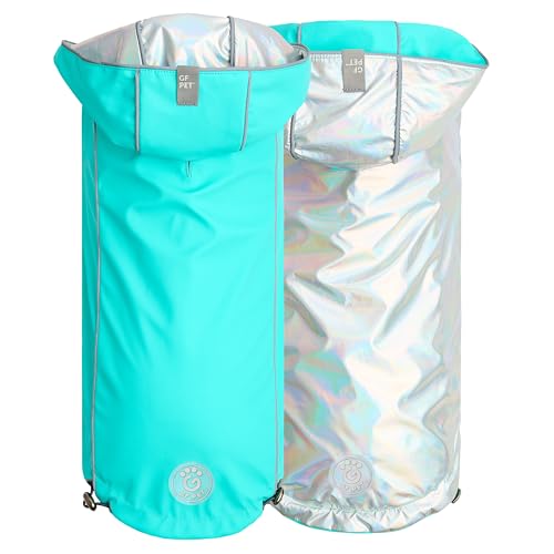 GF Pet Elasto-Fit Wende-Regenmantel, Neonaqua, schillernd, Größe S von GF Pet