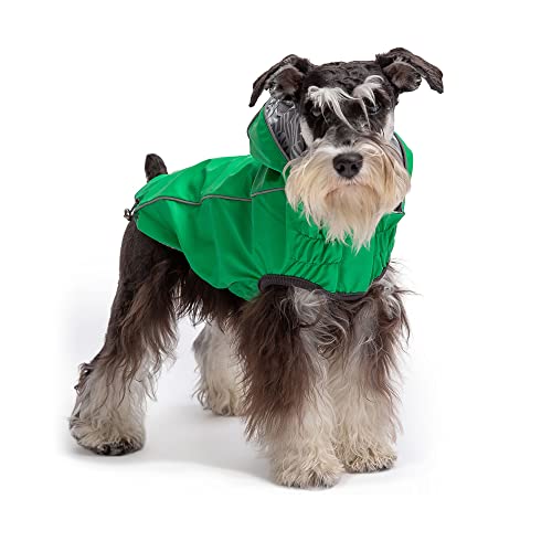 GF Pet Reversible ElastoFit Raincoat - Regenjacke- wasserdichte Hundebekleidung- Größe M Hundemantel Rückenlänge 38cm- Grün von GF Pet