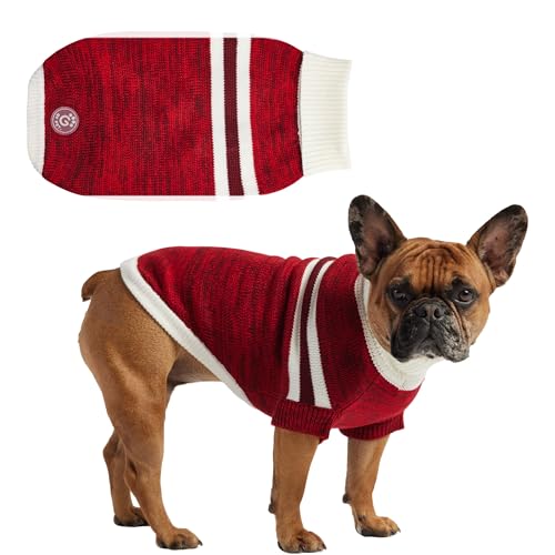 GF Pet Hundepullover Trekkingpullover Strickpullover Winterpullover für Hunde Häkeln Rollkragen Hundemantel - Rot - Medium von GF Pet