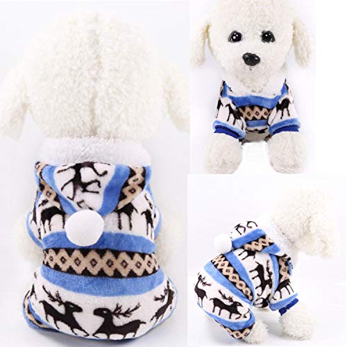 GFFGA Flanell Hundekleidung Haustier Kleidung für Hunde Overall Weiche Katze Mantel Jacke Haustier Outfit für Hunde Chihuahua Haustier Kleidung Fleece Mantel-Blau, XL von GFFGA