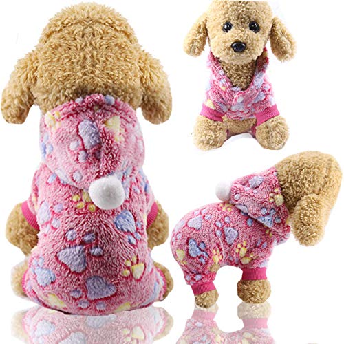 GFFGA Flanell Hundekleidung Haustier Kleidung für Hunde Overall Weiche Katze Mantel Jacke Haustier Outfit für Hunde Chihuahua Haustier Kleidung Fleece Mantel-Rose rot, M. von GFFGA