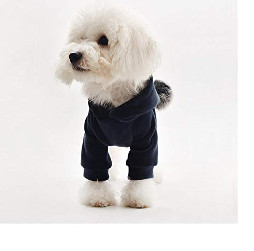 GFFGA Hund Winterkleidung Hund Hoodies Kapuzenpullover Haustier Outfit Kleidung Fighting Teddy Bichon Hundekleidung für kleine Hunde-Navy Blue, M. von GFFGA