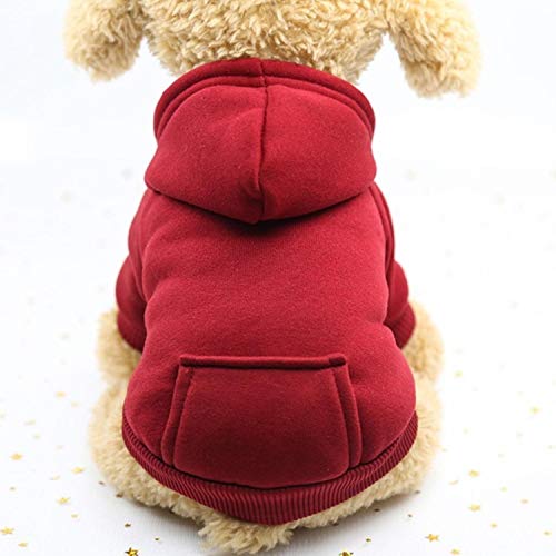 GFFGA Pet Dogs Kleidung Winter Dog Hoodies Atmungsaktiver Pet Coat für Welpen Cat Coral Fleece Hund Sweatshirt Comfort Dog Supplies-Red, M. von GFFGA