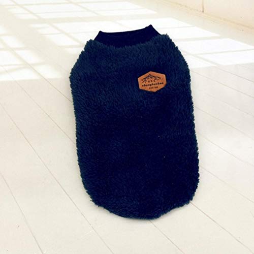 GFFGA Warmes Fleece Haustier Hund Kleidung einfarbig Haustier Mantel Welpen Hunde Hemd Jacke Französisch Bulldogge Pullover Tarnung Hund Kleidung-Dunkelblau, S, China von GFFGA