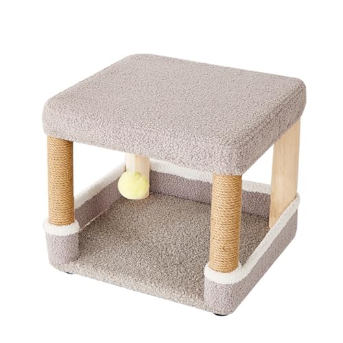 Hocker Mit Katzenbett Kleiner,Cat House Cave for Cats with Scratching Board and Play Ball,Integriertes Katzennest-Design,für Wohnzimmer Schlafzimmer Küche,1 von GFJEDTKY