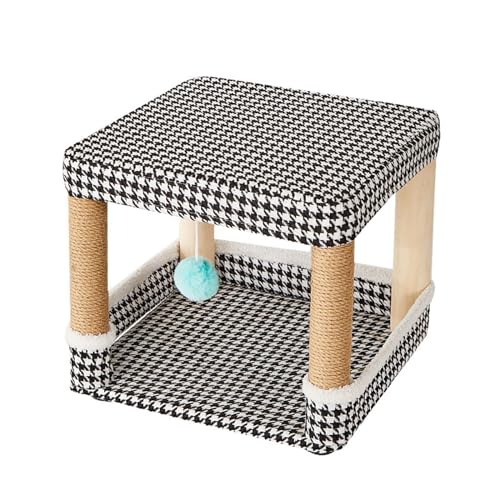 Hocker Mit Katzenbett Kleiner,Cat House Cave for Cats with Scratching Board and Play Ball,Integriertes Katzennest-Design,für Wohnzimmer Schlafzimmer Küche,4 von GFJEDTKY