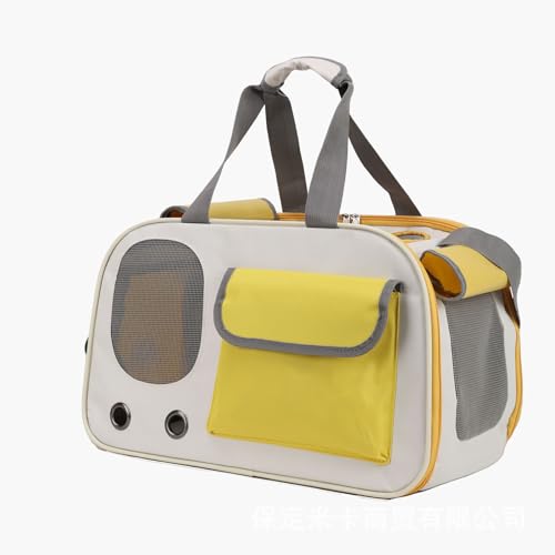 Transporttasche Für Katze Hund, Hundetragetasche Transporttasche, Faltbare Katzentransportbox Mit Atmungsaktiven Löchern Und Taschen Für Mittelgroße Katzen, Kleine Hunde,Gelb von GFJEDTKY