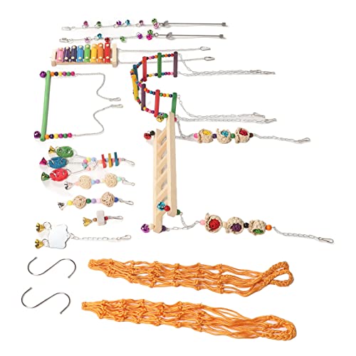 12 Stücke Huhn Spielzeug Hühnerstall Spielzeug Bunte Leier Schaukel Hängebrücke Leiter Obst Gabeln Spiegel Rattan Ball String Set von GFRGFH