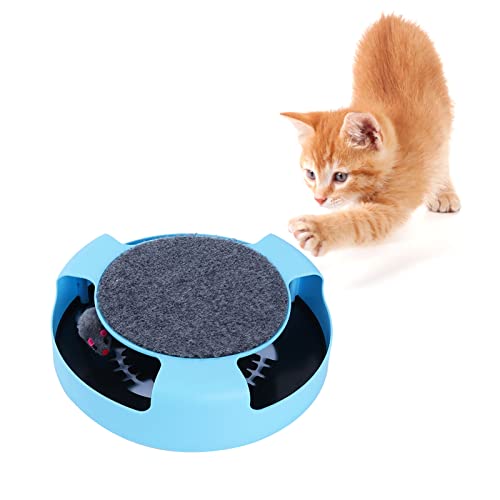 GFRGFH Catch Mouse Motion Katzenspielzeug, Interaktives Lustiges Puzzle, Rotierendes Katzenmaus-Verfolgungsspielzeug Mit Kratzpad Für Katzen, Kätzchen(Blau) von GFRGFH