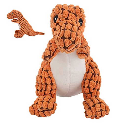 GFRGFH Plüsch Dinosaurier Hundespielzeug, Stofftierspielzeug, Mit Weichem Quietscher, Zahnreinigung Sorgt Für Spaß Für Hund Und Katze, Plüsch, Kein Chaos Beim Kauen Und Spielen(Orange) von GFRGFH