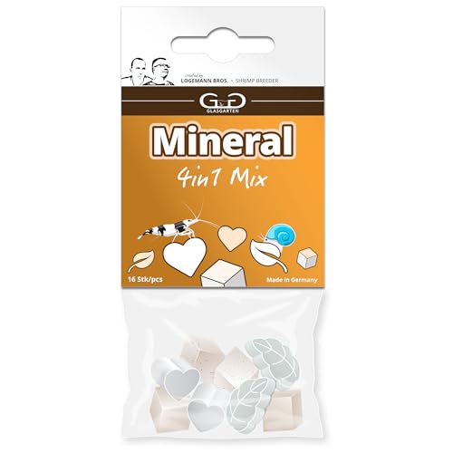 GlasGarten Mineral Mix | 16 STK. – Ergänzungsfutter/Mineralfutter für Ziergarnelen, Schnecken & Krebse, aus 100% natürlichen Zutaten mit Proteinen, Vitaminen, Eisen UVM. von GG GLASGARTEN