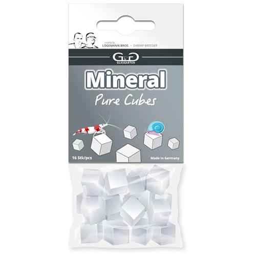 GlasGarten Mineral Pure Cubes | 16 STK. – Ergänzungsfutter/Mineralfutter für Ziergarnelen, Schnecken & Krebse, verbesserte Wasserqualität, direkte Einwirkung auf Gesamthärte & Leitwert von GG GLASGARTEN