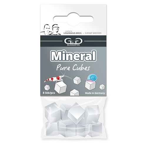 GlasGarten Mineral Pure Cubes | 8 STK. – Ergänzungsfutter/Mineralfutter für Ziergarnelen, Schnecken & Krebse, verbesserte Wasserqualität, direkte Einwirkung auf Gesamthärte & Leitwert von GG GLASGARTEN